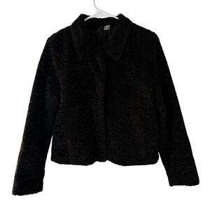 HM Divided Black Faux Shearling Teddy Jacket Sherpa‎ Coat Womens Small